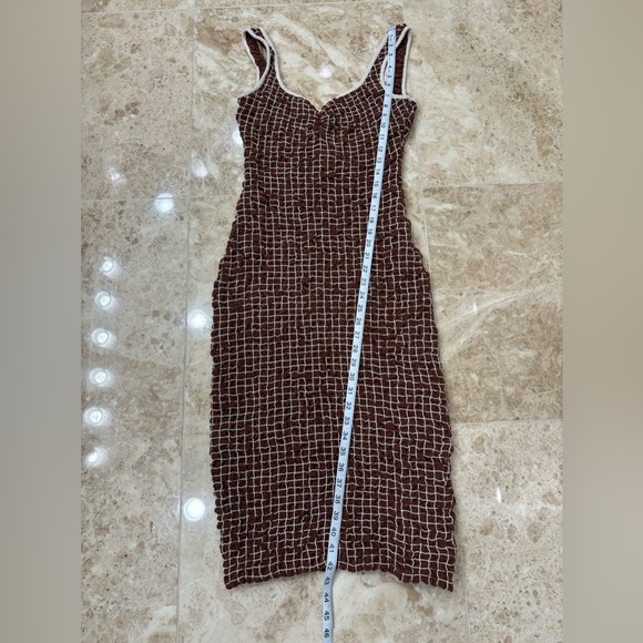 Free People Set the Bar Smocked MIDI Dress. Brown. Size XS - Picture 5 of 12